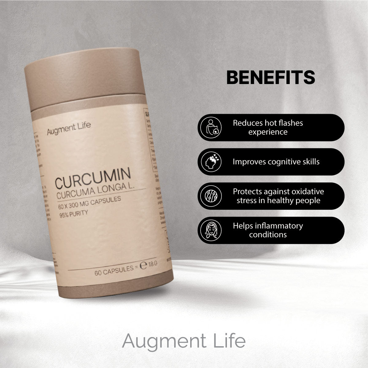 Curcumin med piperin - 300 mg kapslar - 95% Curcuminoides - Curcuma Longa L