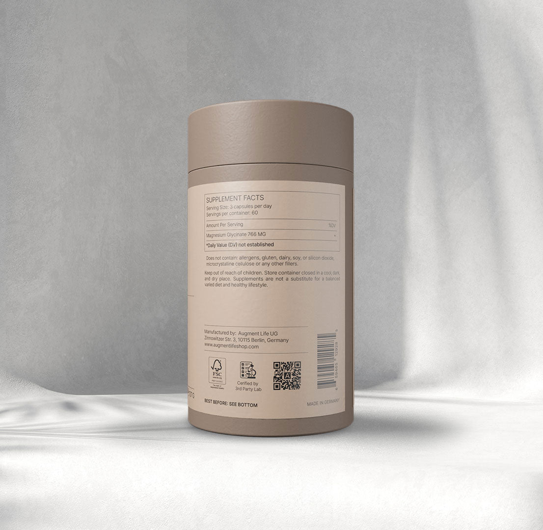 Magnesiumglycinat - 800 mg kapslar - 20% elementärt magnesium