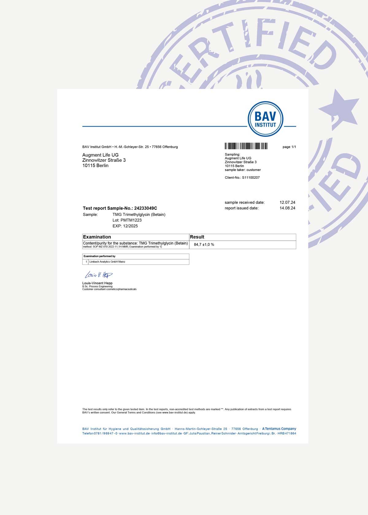 TMG (Betain) - 500 mg x 120 kapslar - Trimetylglycin, 98% Betain